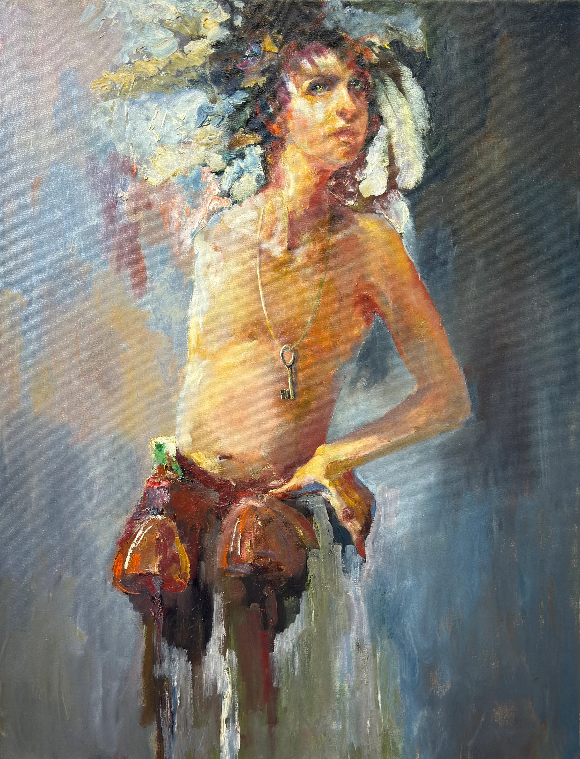 shepherd boy – oil painting by Pavel Filin